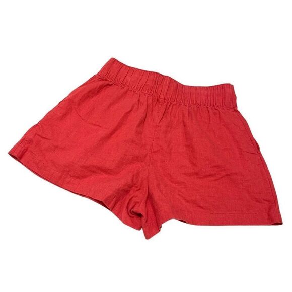 Abercrombie & Fitch Sz S linen blend high rise pleated pullover shorts pockets - Picture 2 of 6